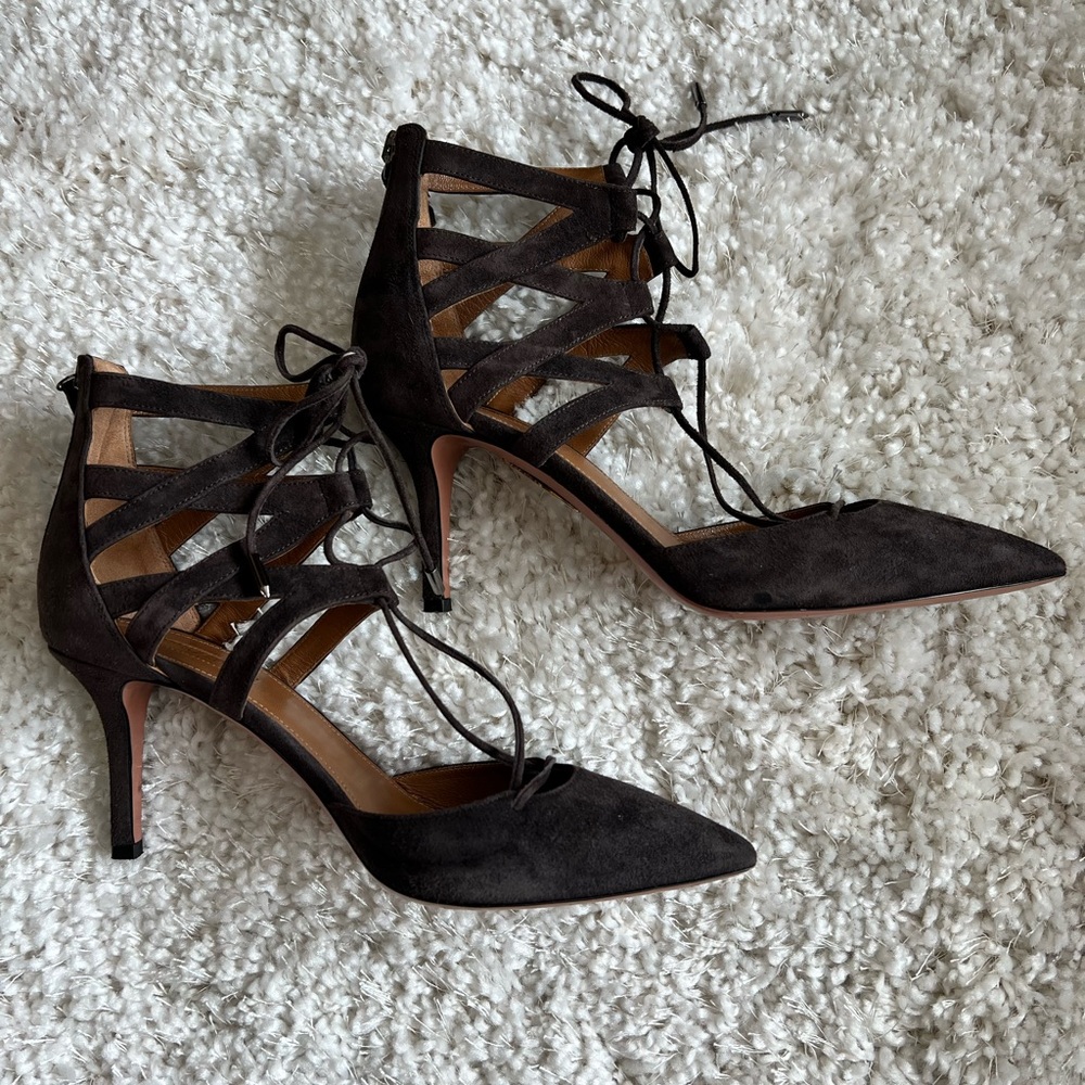 Aquazzura Belgravia suede heels - Picture 3 of 15